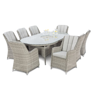 Maze Oxford 8 Seat Oval Ice Bucket Dining Set with Venice Chairs and Lazy Susan
