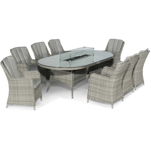 Maze Oxford 8 Seat Oval Fire Pit Dining Set with Venice Chairs