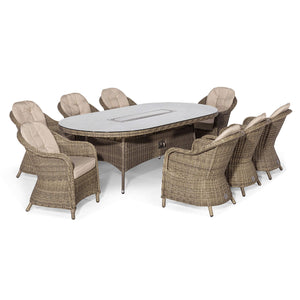 Maze Winchester 8 Seat Oval Fire Pit Dining Set with Heritage Chairs