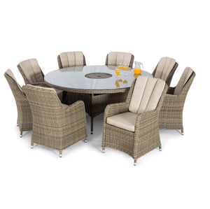Maze Winchester 8 Seat Round Ice Bucket Dining Set with Venice Chairs and Lazy Susan