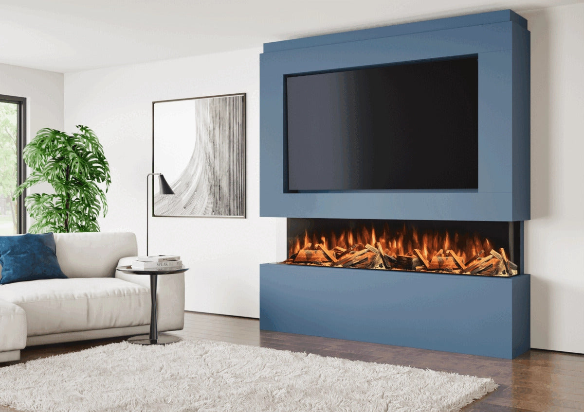 Blue flame fireplace on sale tv stand