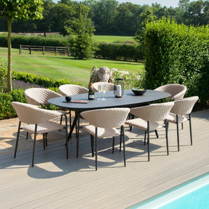 Maze Pebble 8 Seat Oval Dining Set