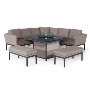 Maze Pulse Deluxe Square Corner Dining Set with Fire Pit Table