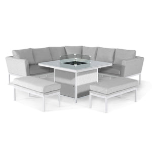 Maze Pulse Deluxe Square Corner Dining Set with Fire Pit Table