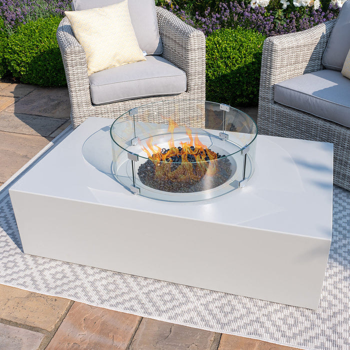 Maze 127x77cm Rectangular Fire Pit (includes glass surround, and fire stones