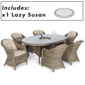 Maze Winchester 6 Seat Oval Ice Bucket Dining Set with Heritage Chairs and Lazy Susan