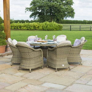 Maze Winchester 6 Seat Round Ice Bucket Dining Set with Heritage Chairs and Lazy Susan