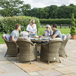 Maze Winchester 6 Seat Round Ice Bucket Dining Set with Heritage Chairs and Lazy Susan