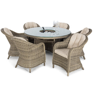 Maze Winchester 6 Seat Round Ice Bucket Dining Set with Heritage Chairs and Lazy Susan