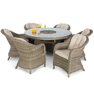 Maze Winchester 6 Seat Round Ice Bucket Dining Set with Heritage Chairs and Lazy Susan