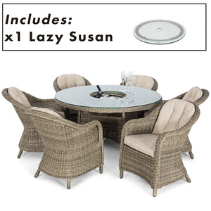 Maze Winchester 6 Seat Round Ice Bucket Dining Set with Heritage Chairs and Lazy Susan