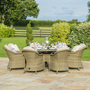 Maze Winchester 8 Seat Round Ice Bucket Dining Set with Heritage Chairs and Lazy Susan