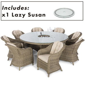 Maze Winchester 8 Seat Round Ice Bucket Dining Set with Heritage Chairs and Lazy Susan