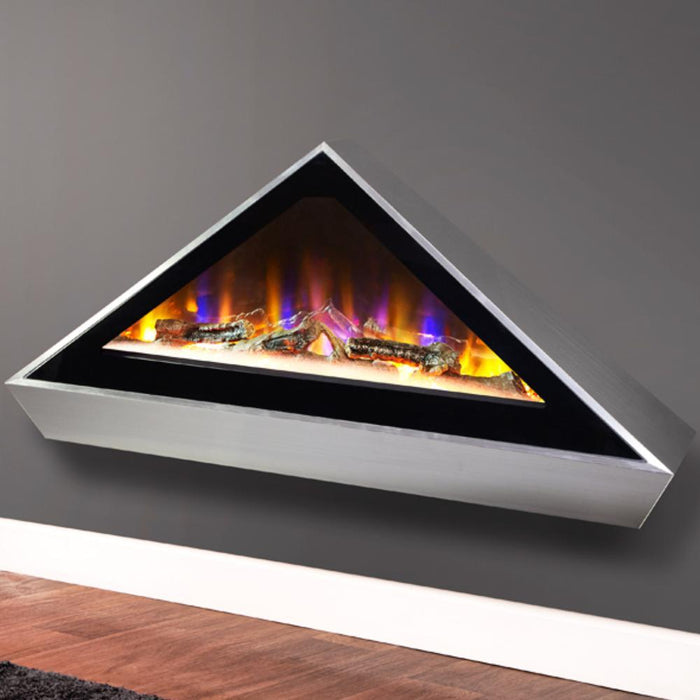 Celsi Electriflame VR Louvre Wall Mounted Electric Fireplace Silver